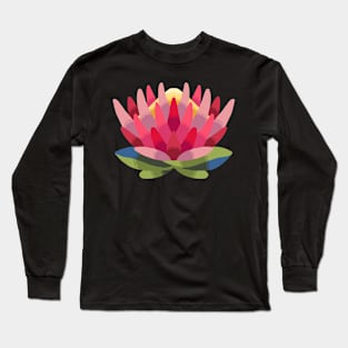 Dark Open Simple Protea Stamp Long Sleeve T-Shirt